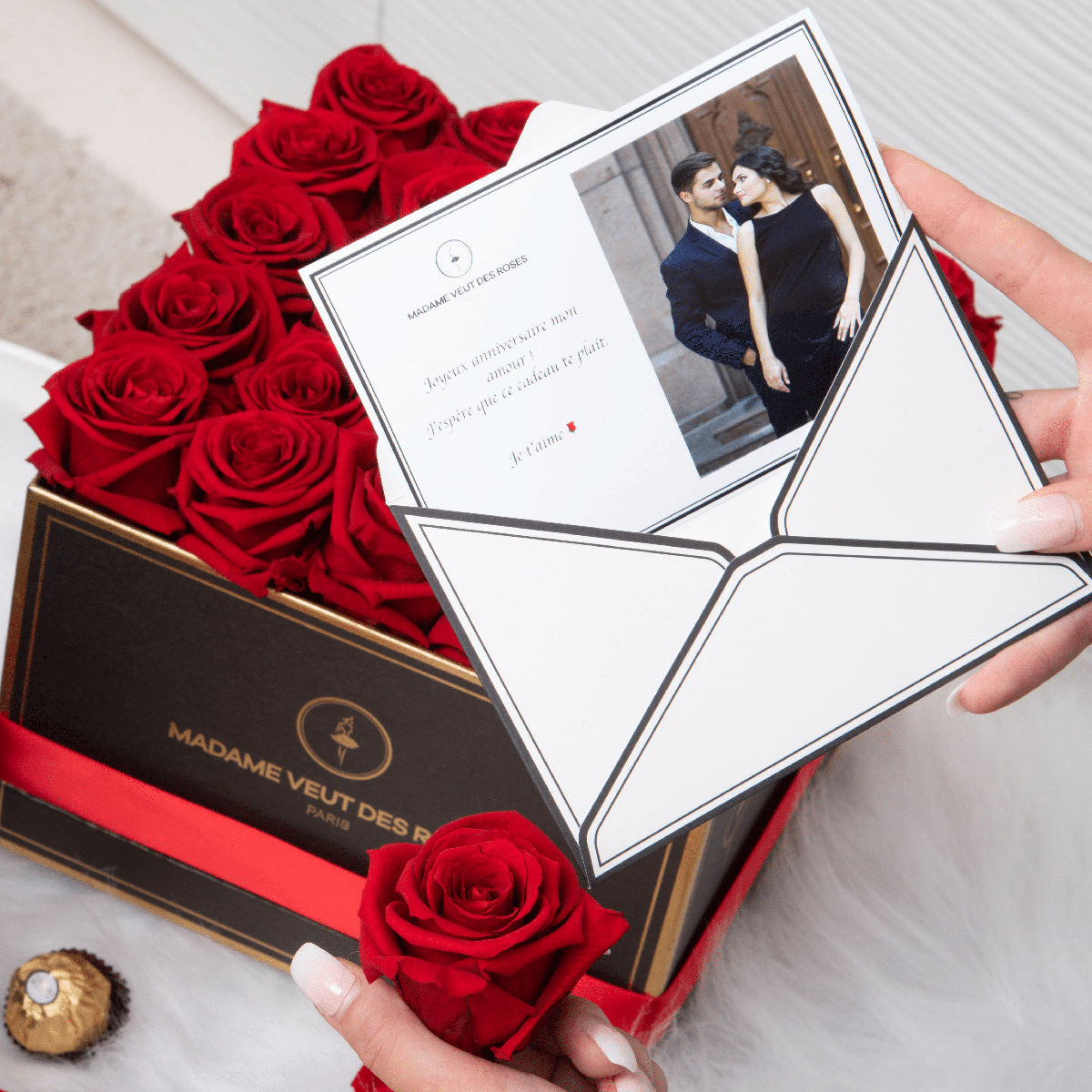 Carte message roses éternelles