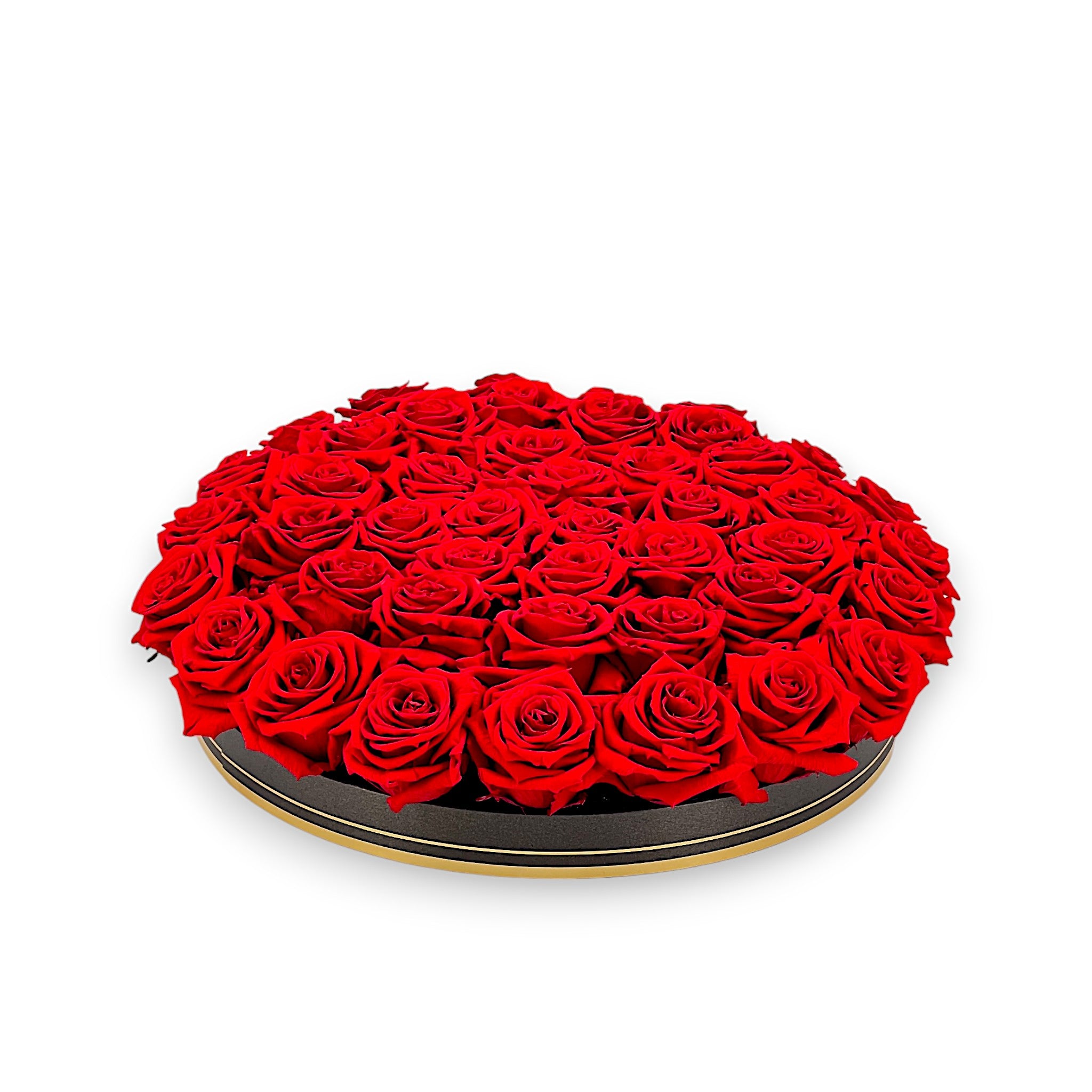Centre de table mariage bouquet rond de 49 roses éternelles Ø34cm