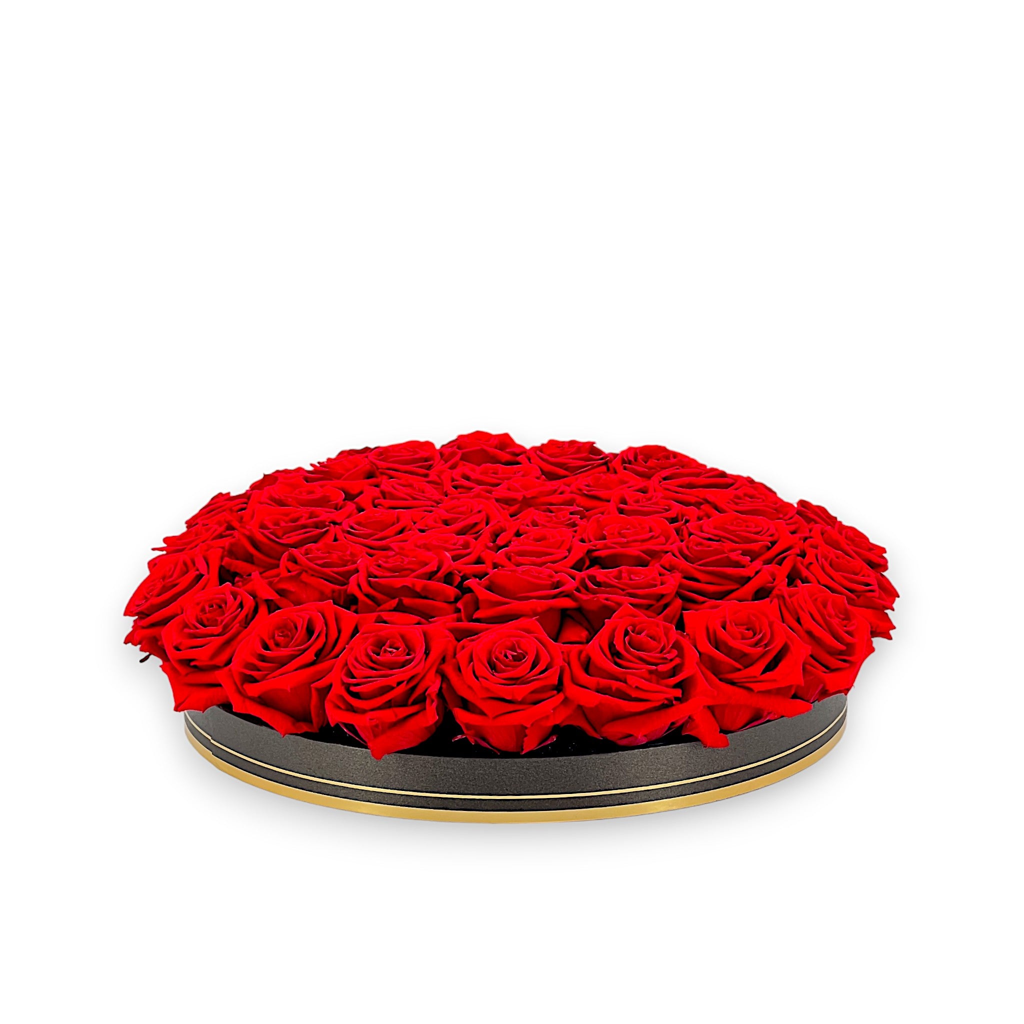 Centre de table mariage bouquet rond de 49 roses éternelles Ø34cm