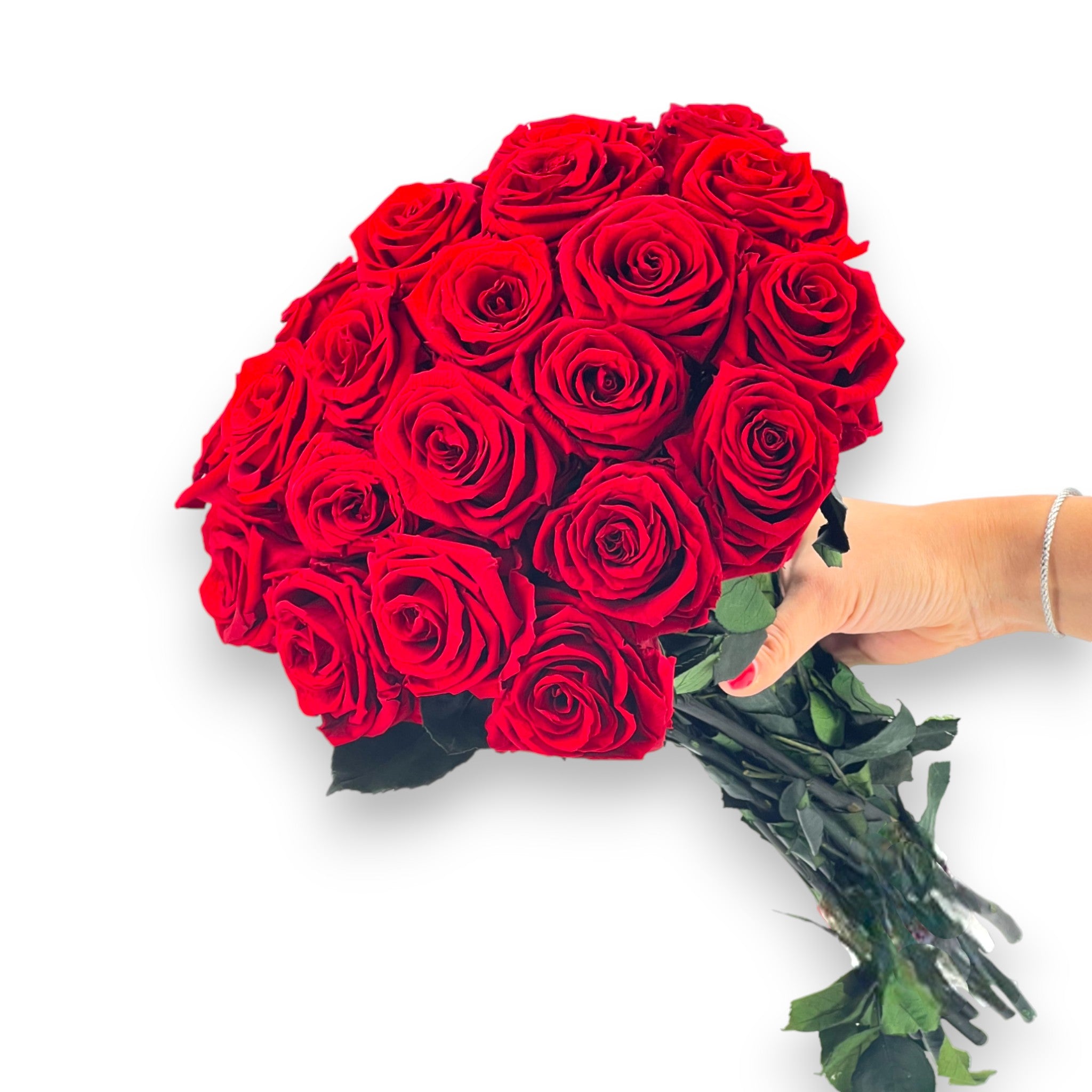Bouquet 20 roses éternelles avec tiges 49 cm