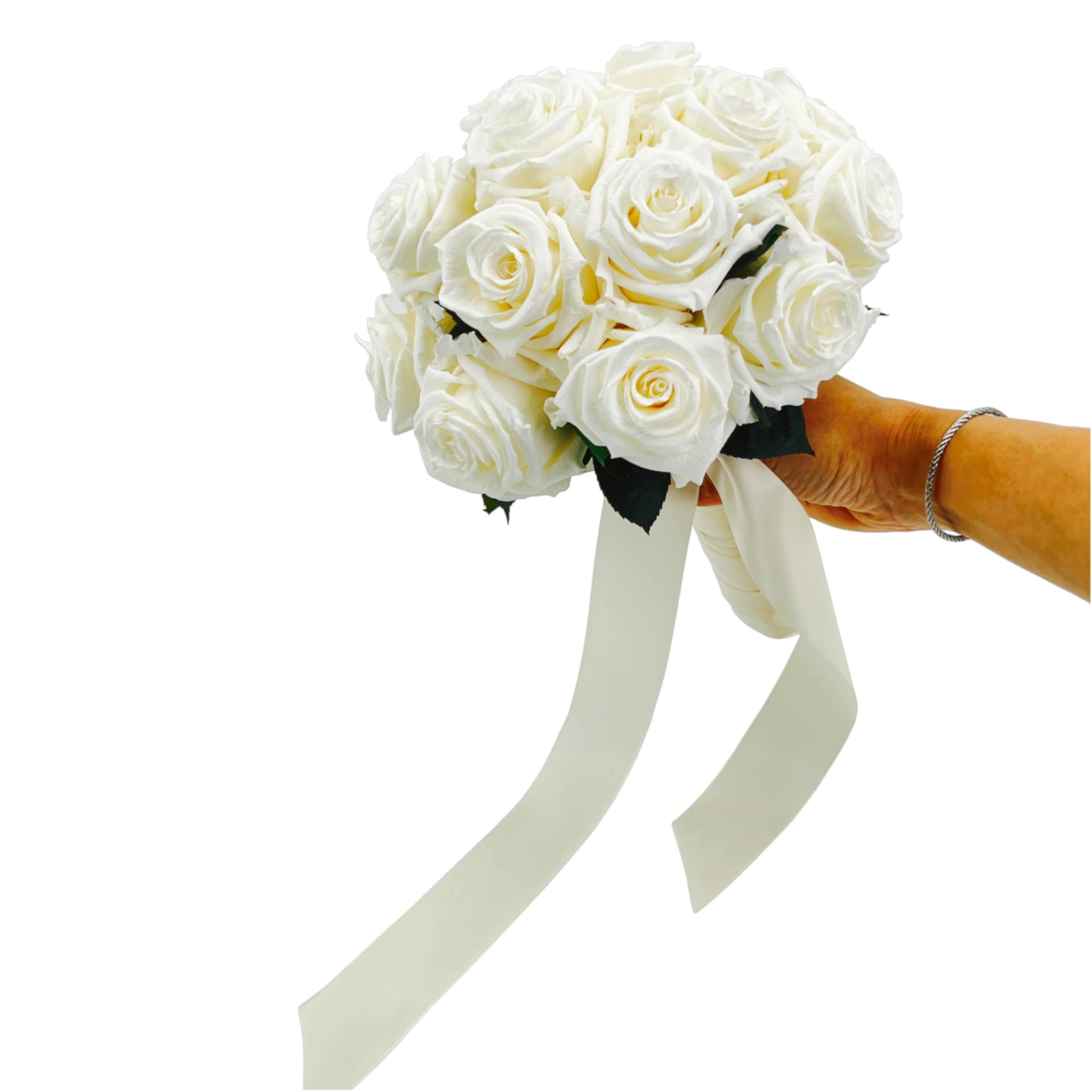 Bouquet de mariée de 16 roses éternelles