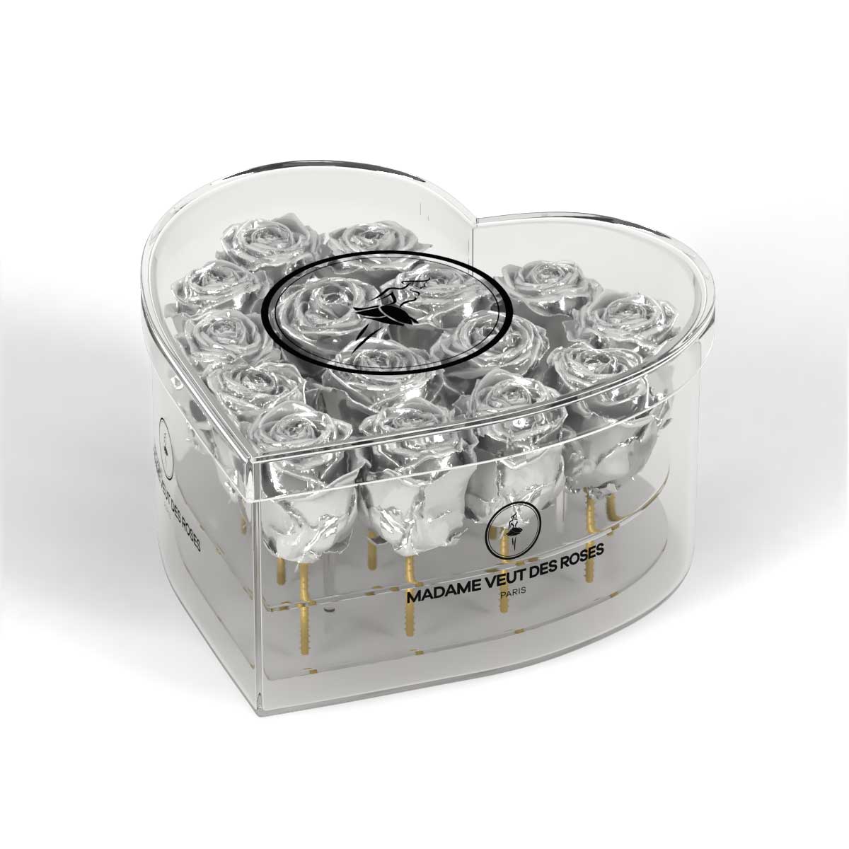 CRISTAL Coeur Medium - Roses éternelles - Madame Veut Des Roses