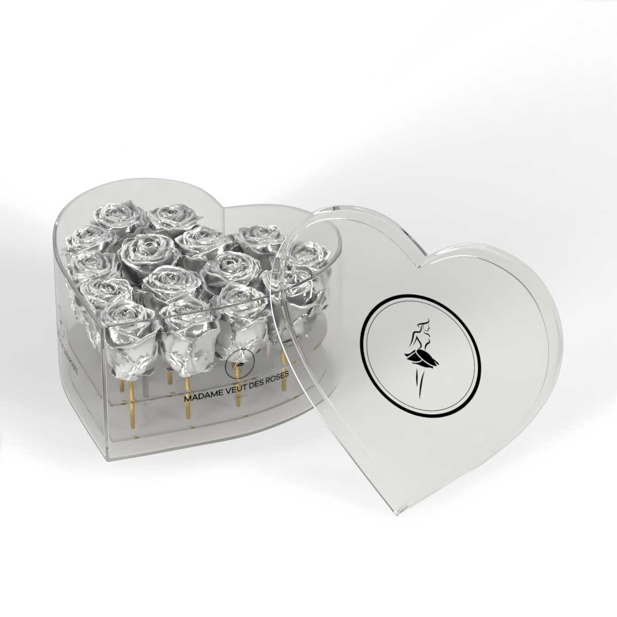 CRISTAL Coeur Medium - Roses éternelles - Madame Veut Des Roses