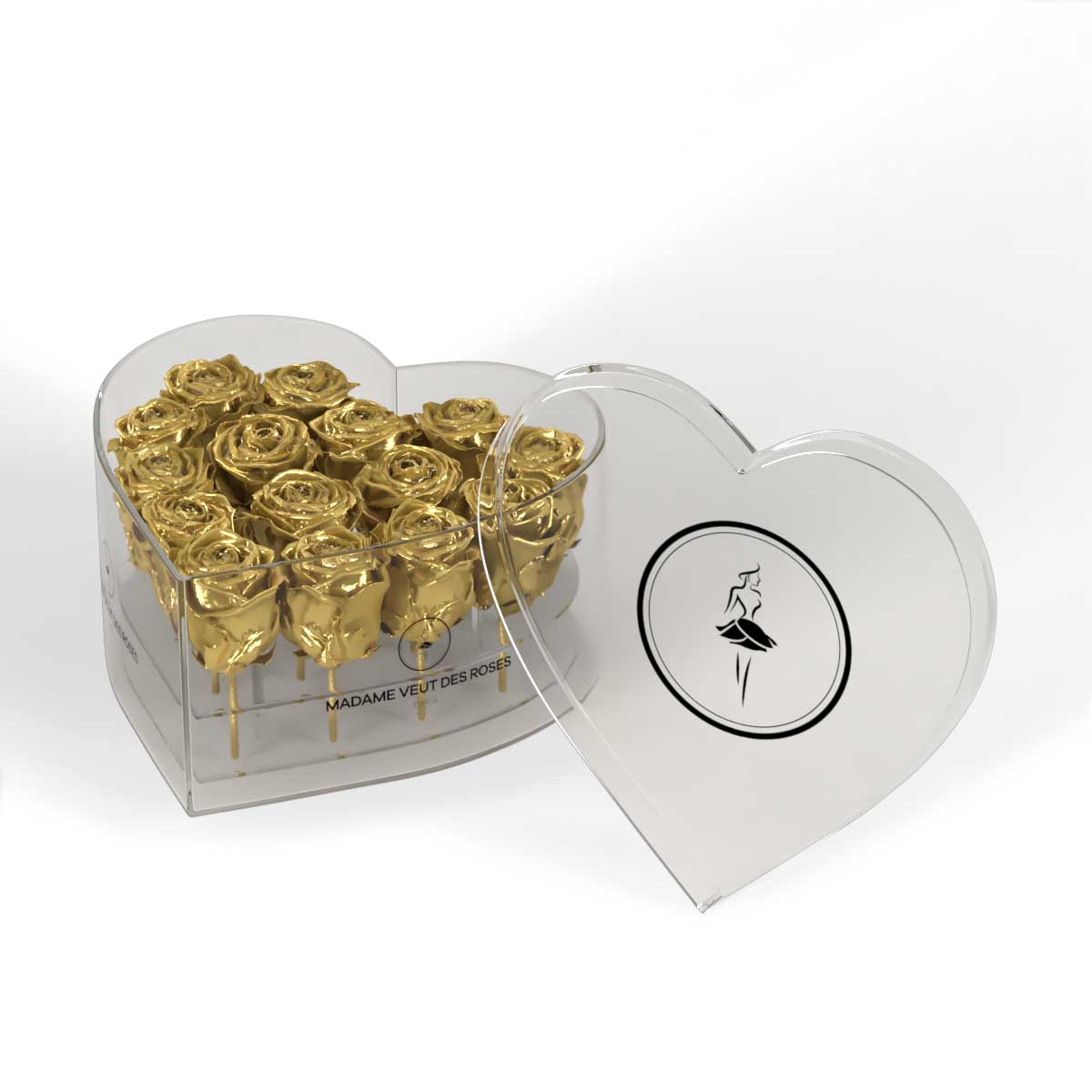 CRISTAL Coeur Medium - Roses éternelles - Madame Veut Des Roses