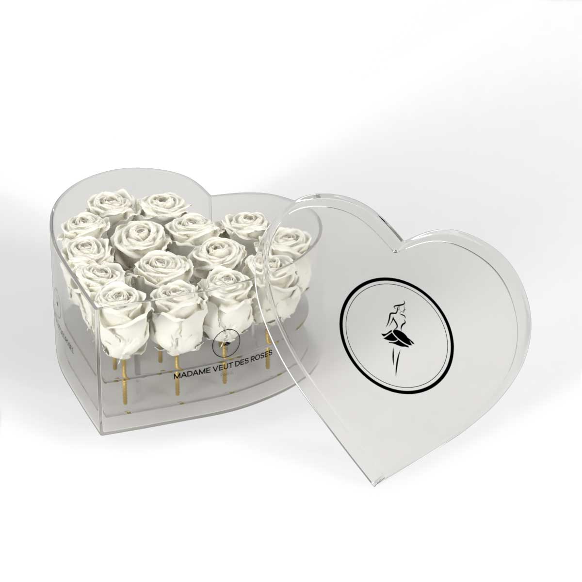 CRISTAL Coeur Medium - Roses éternelles - Madame Veut Des Roses