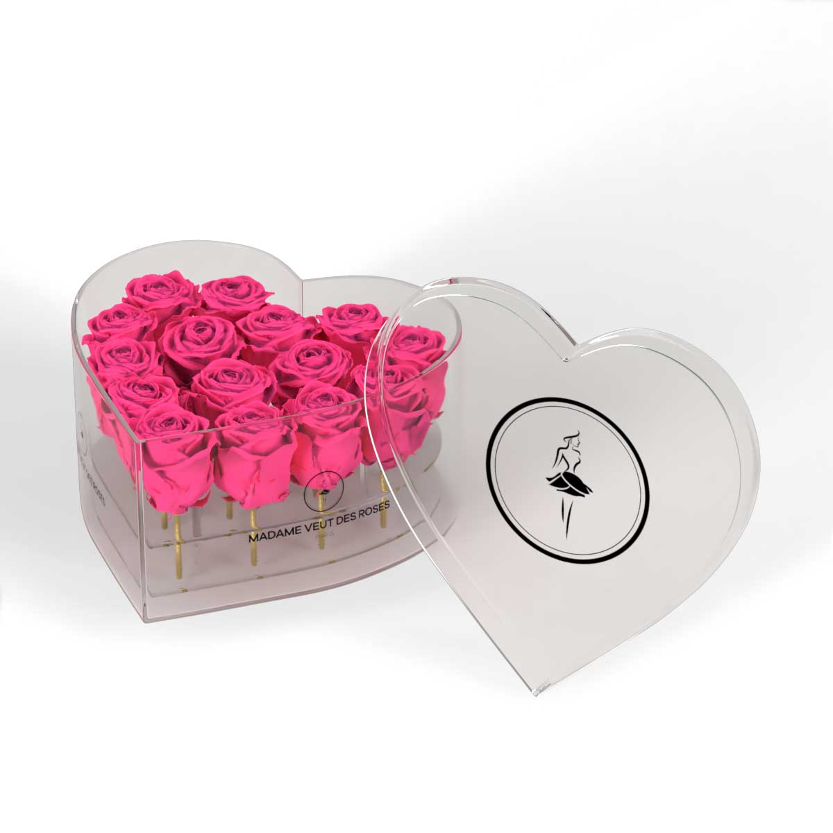 CRISTAL Coeur Medium - Roses éternelles - Madame Veut Des Roses