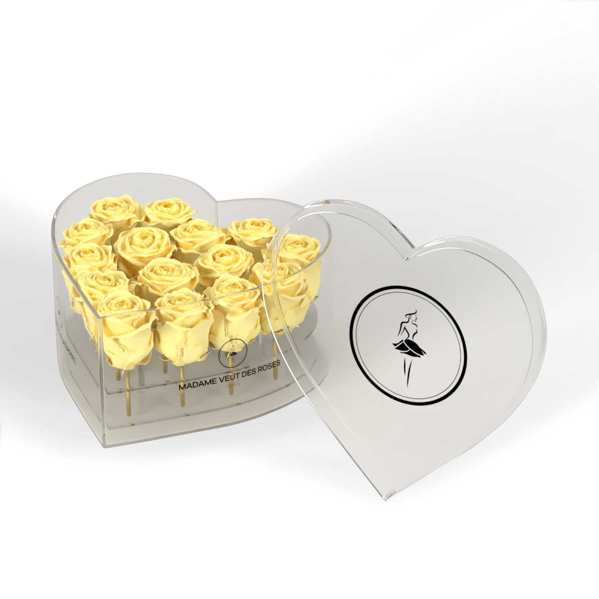 CRISTAL Coeur Medium - Roses éternelles - Madame Veut Des Roses