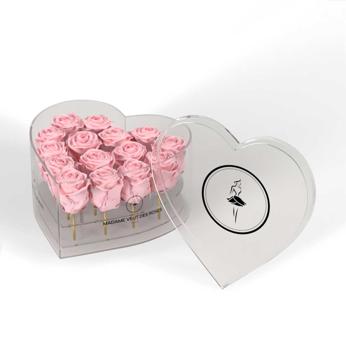 CRISTAL Coeur Medium - Roses éternelles - Madame Veut Des Roses