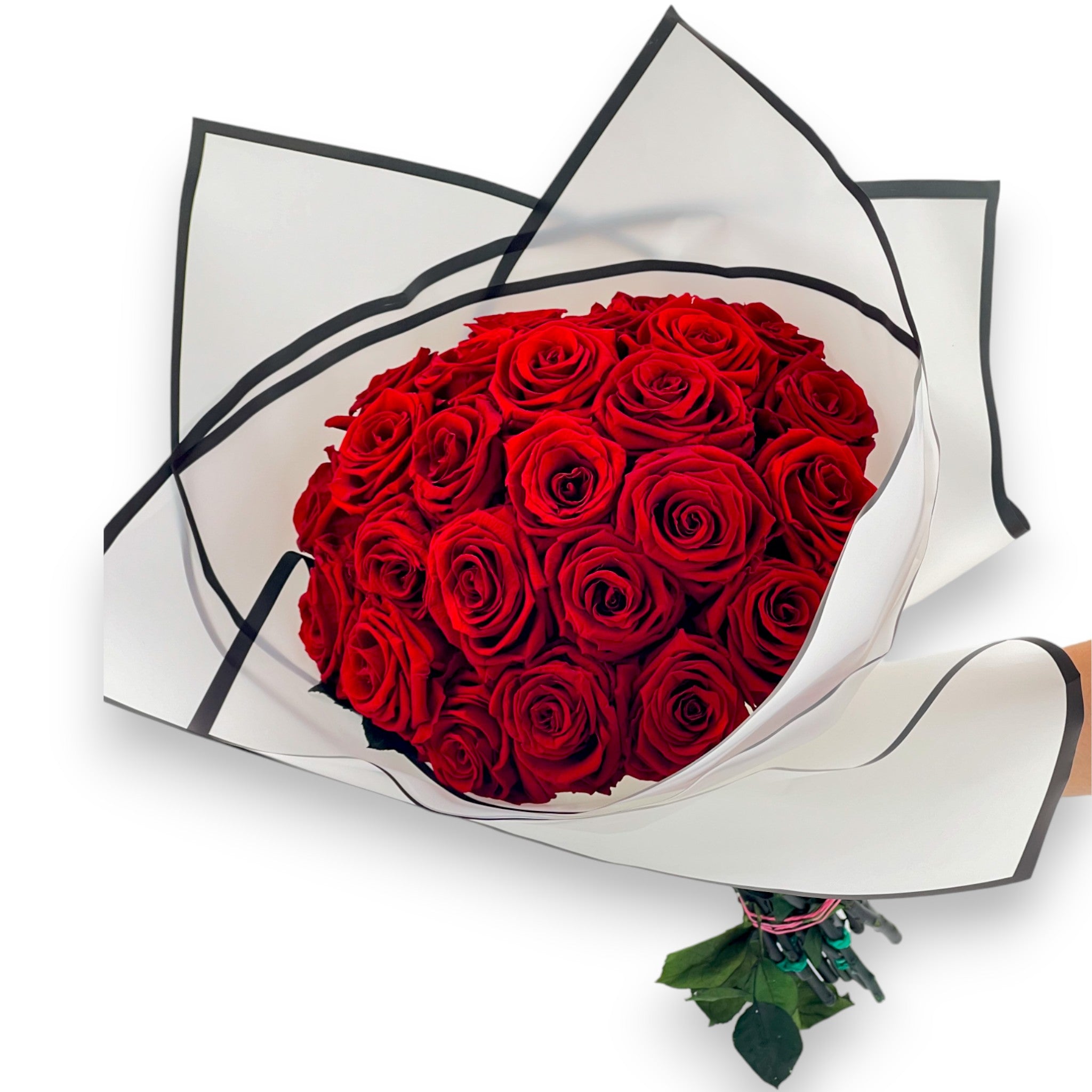 Bouquet 20 roses éternelles avec tiges 49 cm