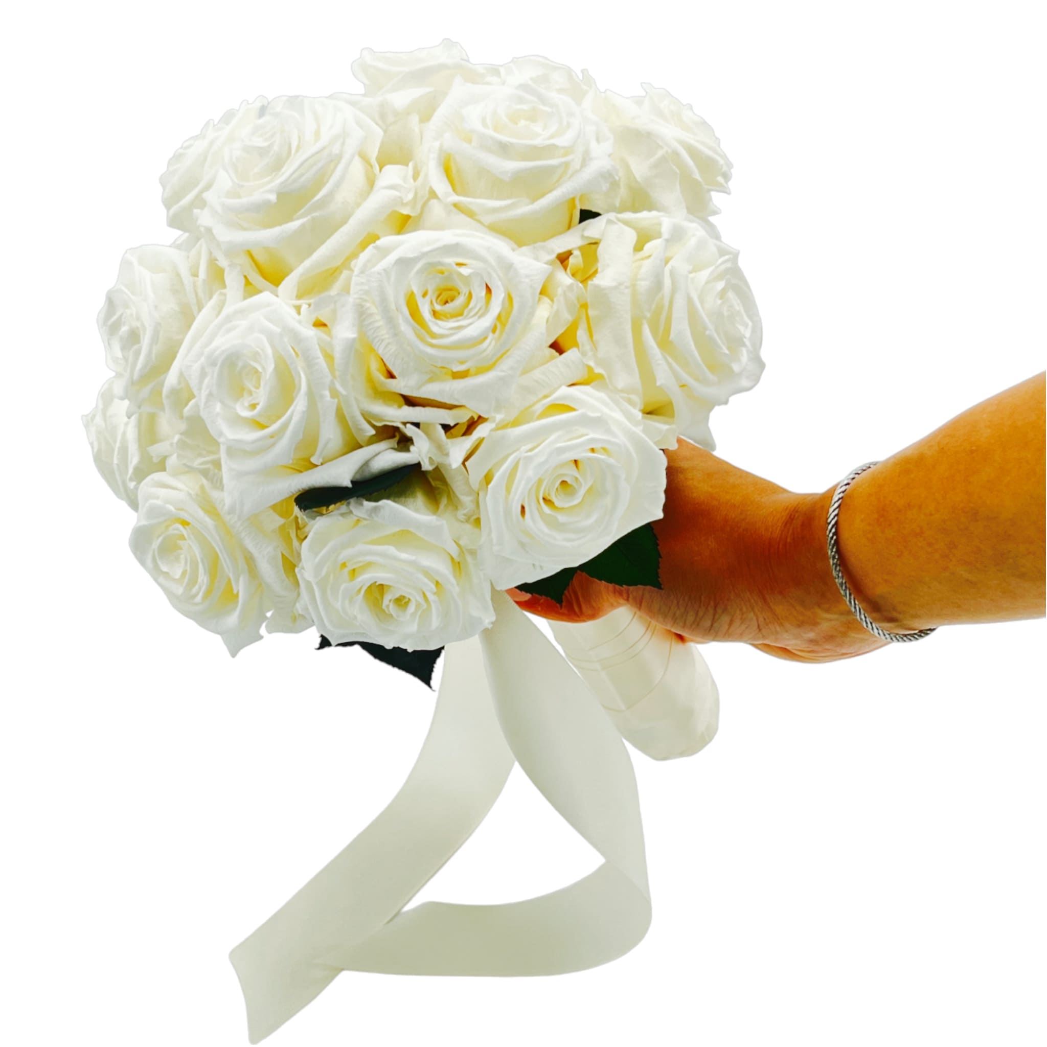 Bouquet de mariée de 16 roses éternelles