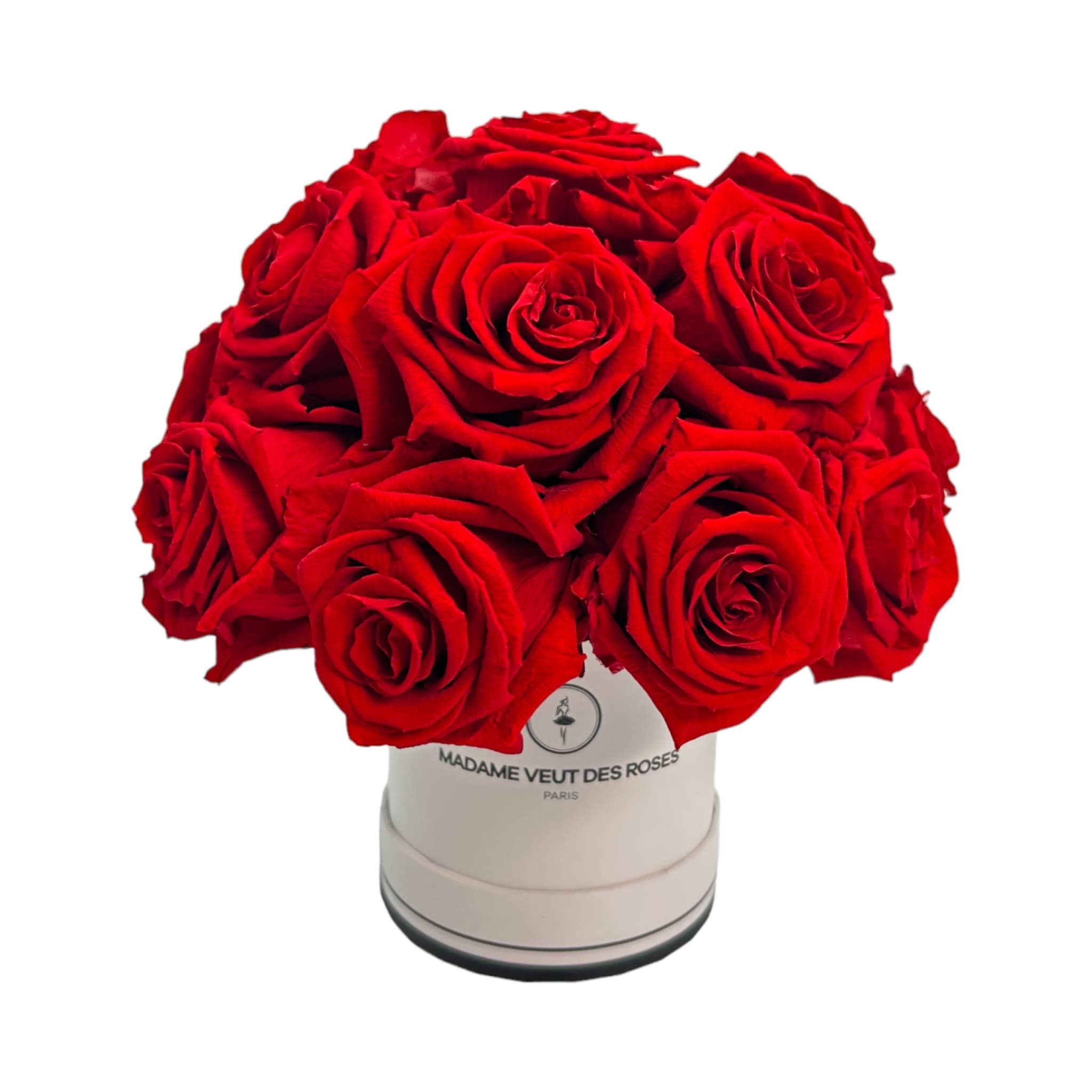 Relaxdays Boîte à roses ronde, 4 roses, Bac à roses noir, conservable 10  ans, Idée cadeau, rouge