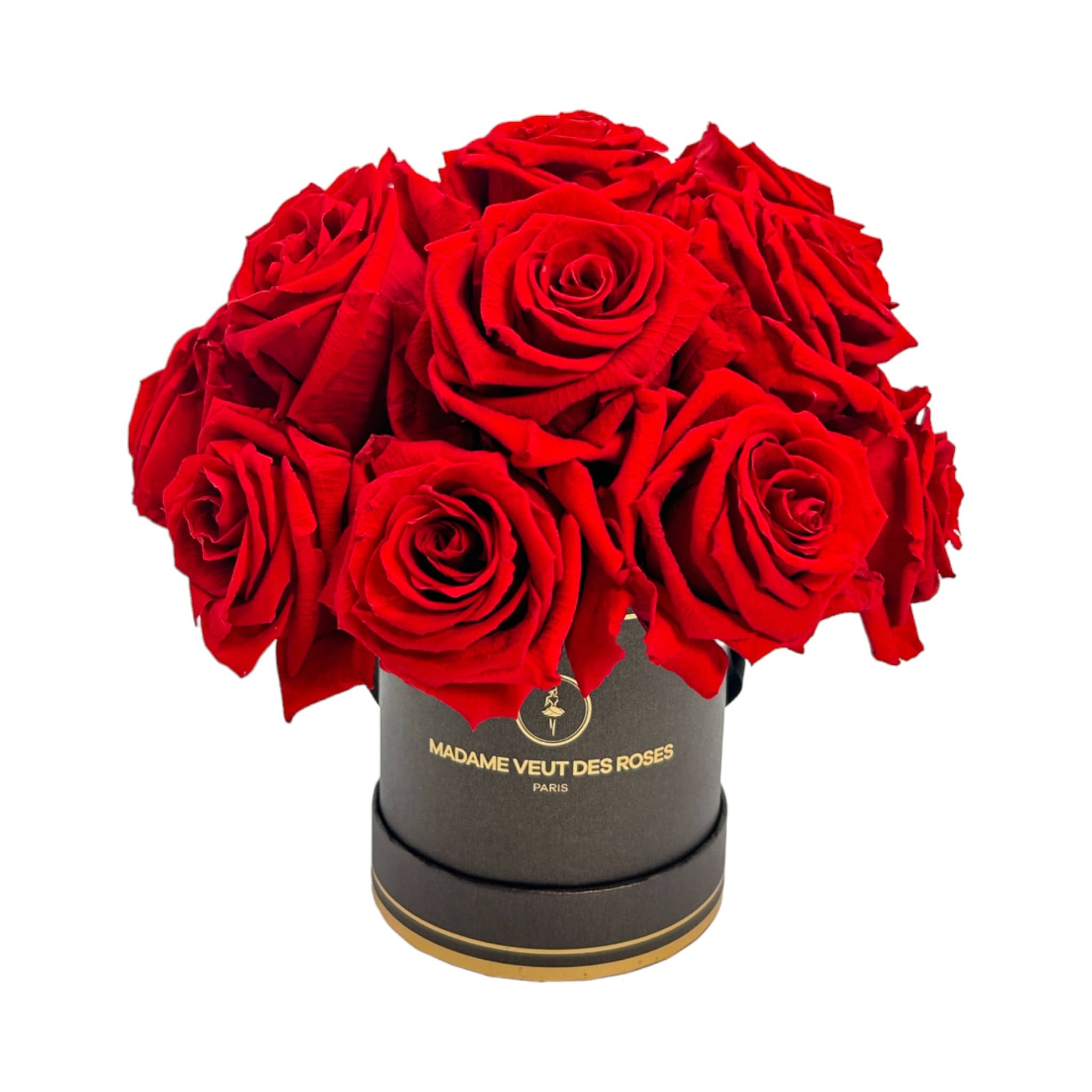 Relaxdays Boîte à roses ronde, 4 roses, Bac à roses noir, conservable 10  ans, Idée cadeau, rouge