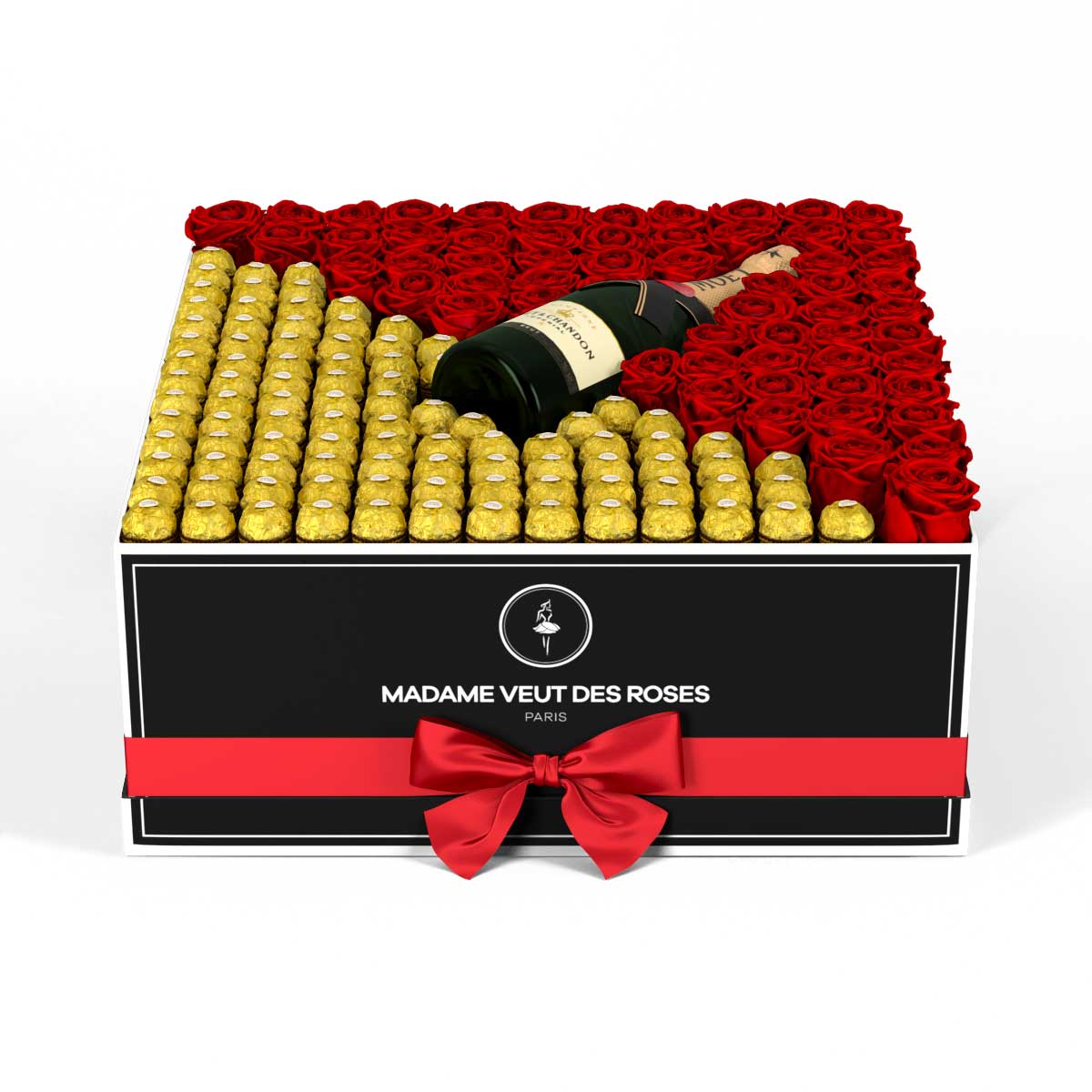 59 Roses Boîte carré de 59 roses éternelles à personnaliser Ø50cm