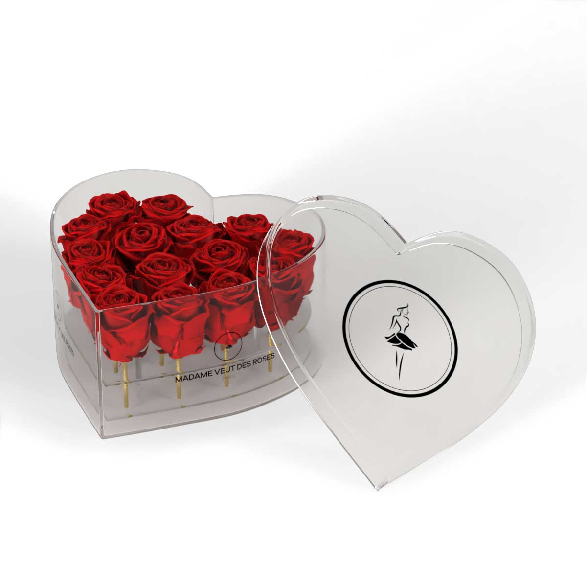 CRISTAL Coeur Medium - Roses éternelles - Madame Veut Des Roses